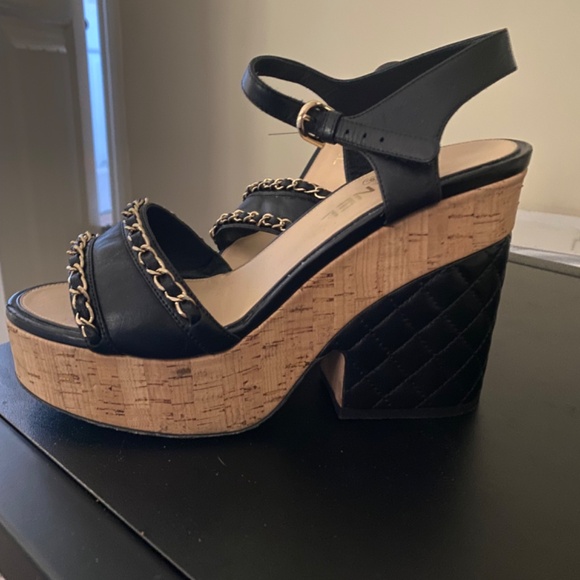 CHANEL PLATFORM WEDGE SANDALS - Picture 5 of 6